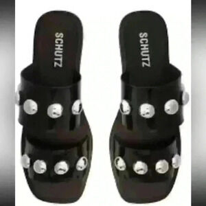 Schutz NWOT  Slide Lizzie Jelly Sandals in Black Brand New. Size 6